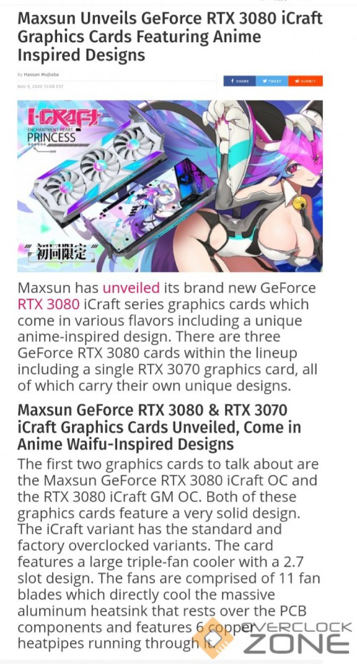 Maxsun Unveils GeForce RTX 3080 iCraft Graphics Cards Featuring Anime ...