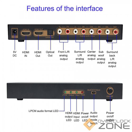 HDMI to HDMI Optical Digital to Analog Audio Extractor 7 1ch Converter LPCM DAC HDMI to